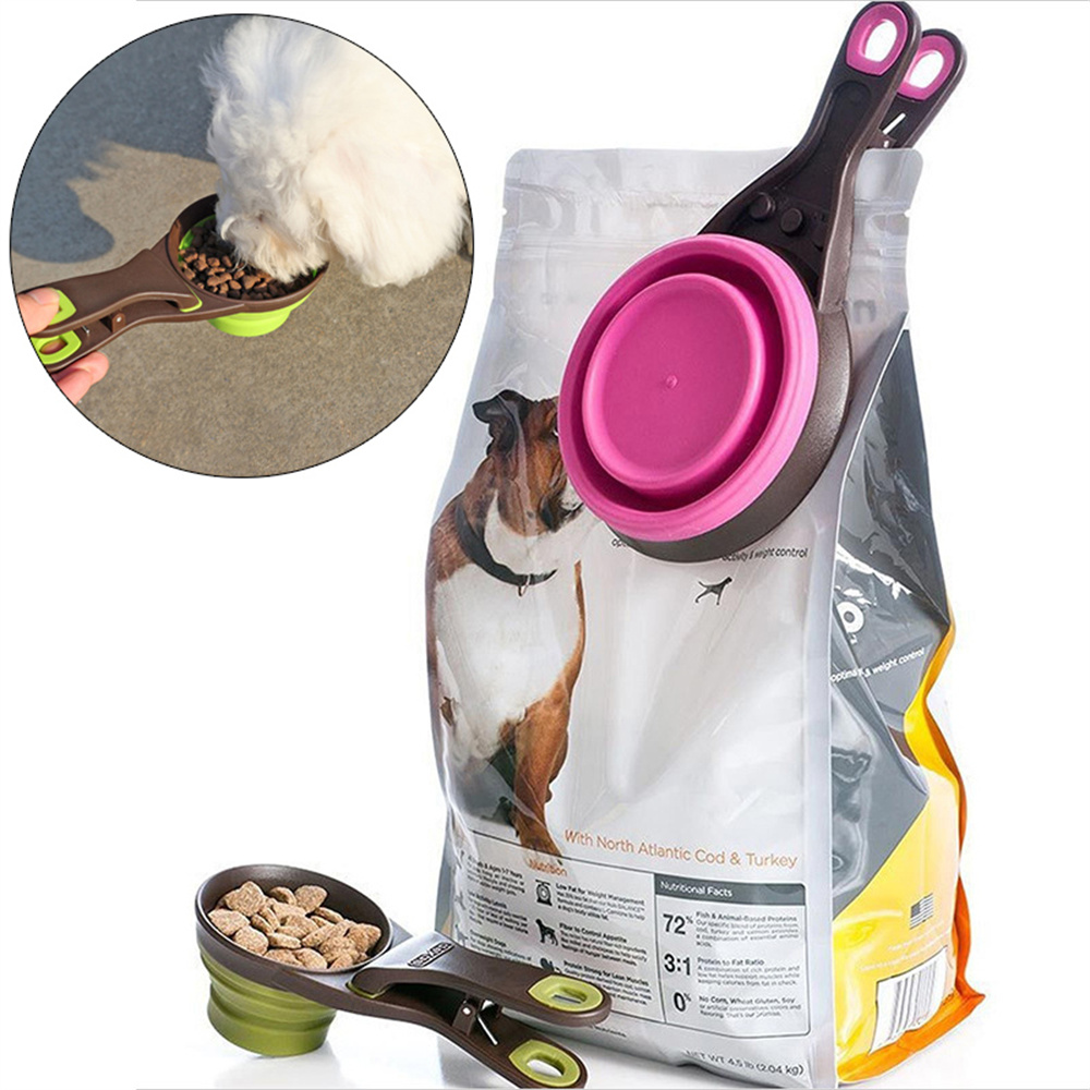 Food Storage With Scoop - Copo Medidor Portátil Dobrável de Silicone