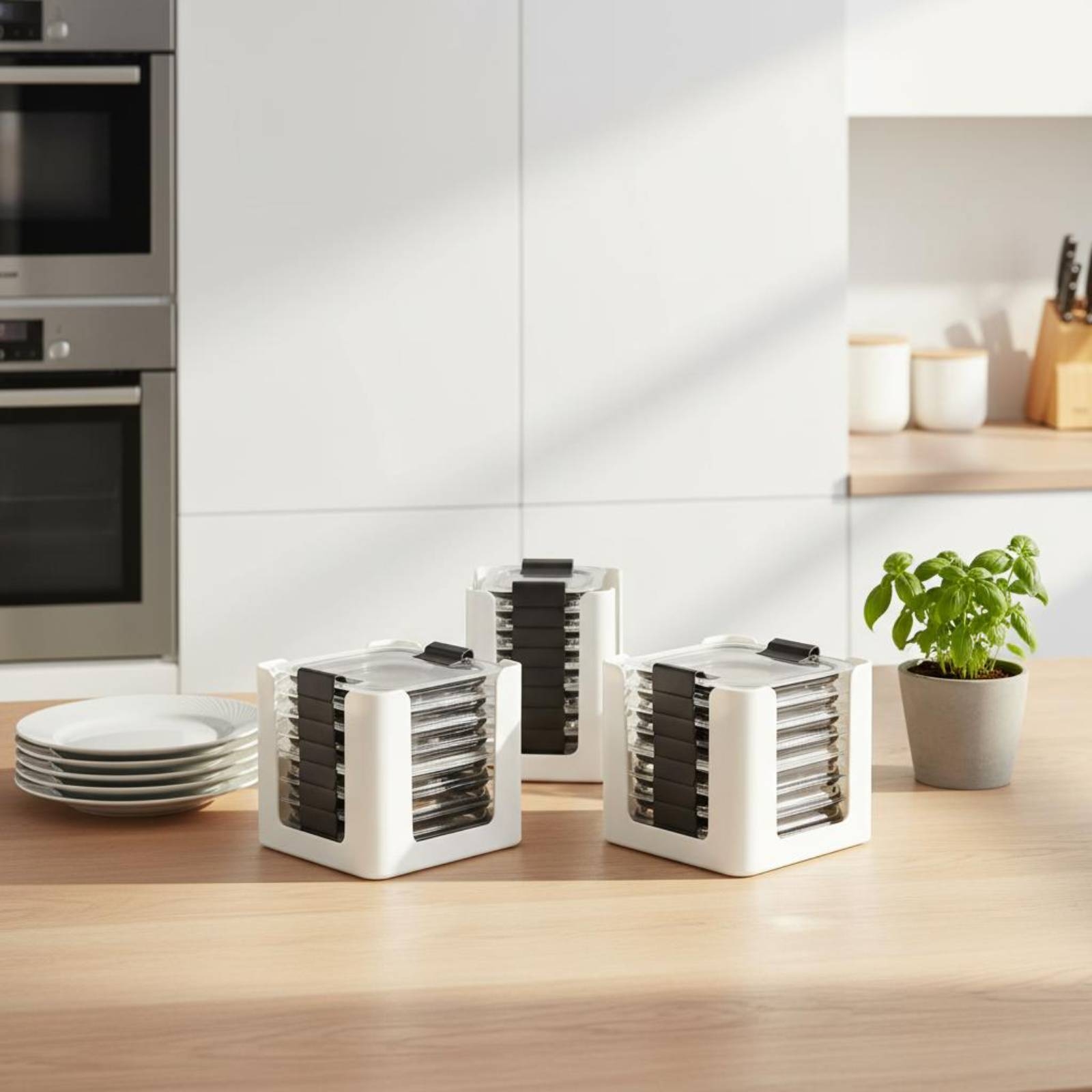 Food Storage Rack - Organizador de Tampas Retangular para 3