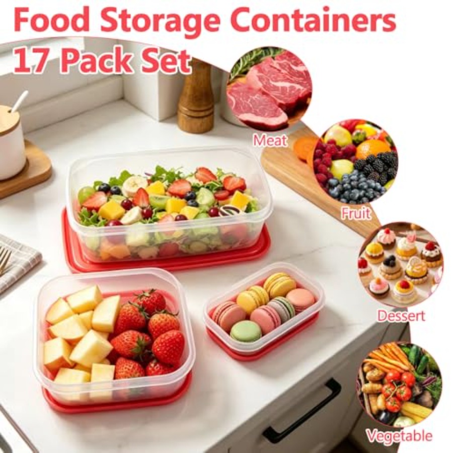 Conjunto de 17 Peças de Plásti - Storage Food Prep avaliação e preço