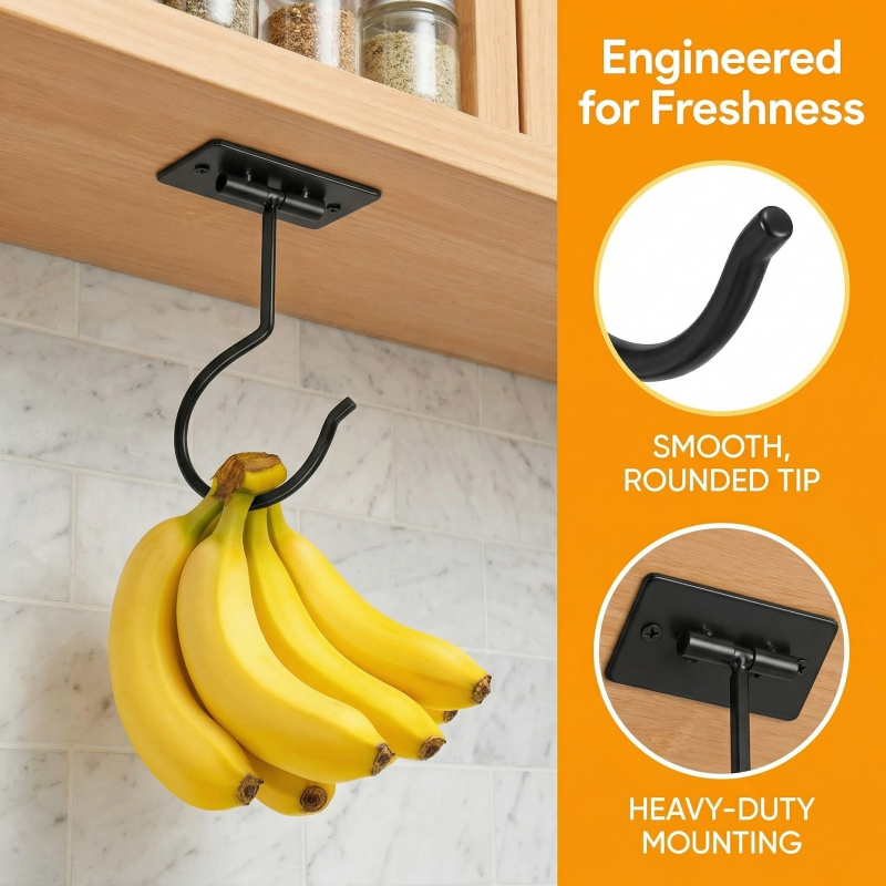 Gancho Adesivo de Metal Preto  - Food Storage Kitchen avaliação e preço