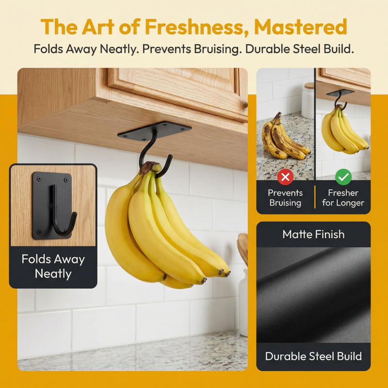 Gancho Adesivo de Metal Preto  - Food Storage Kitchen avaliação e preço